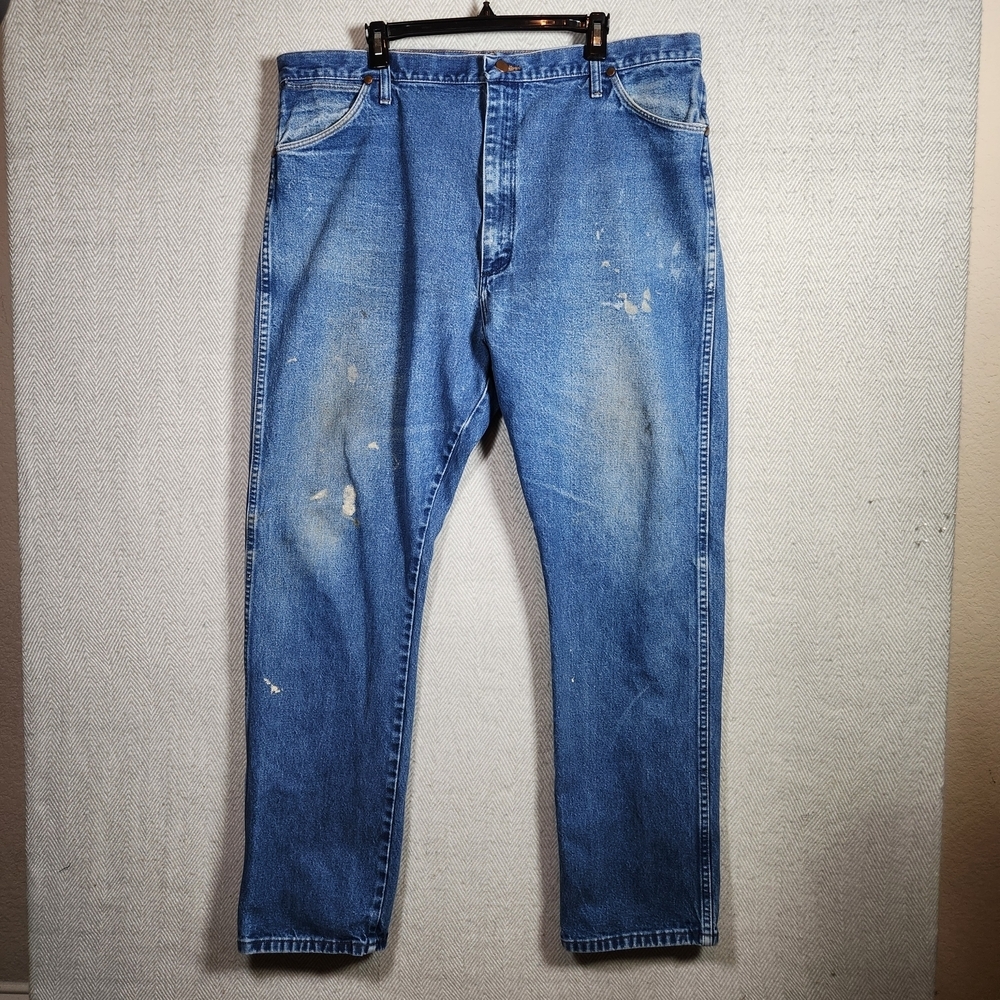 Wrangler Distressed 42x34 Classic Blue Men's Jeans Work Wear stains See Pics